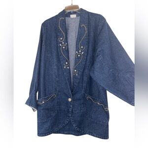 Embellished Denim 80’s Jacket size L
